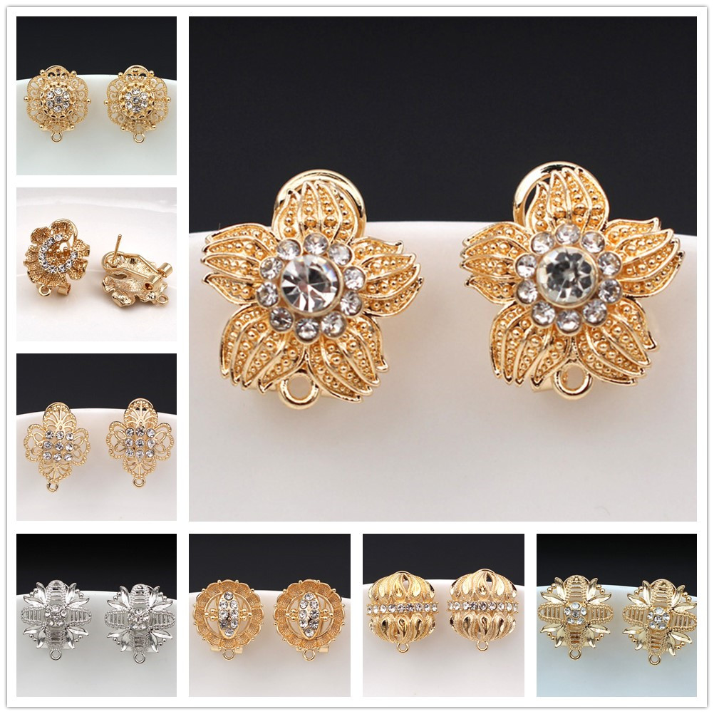 Jewelry Making Dubai - 10쌍 CZ 꽃 귀걸이 포스트, 루프