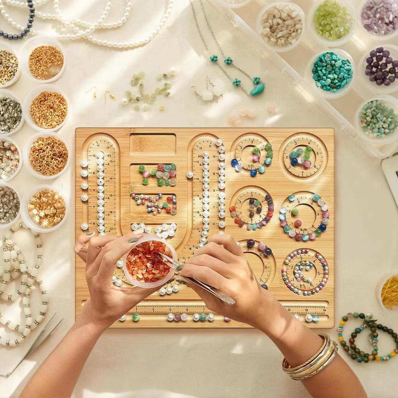 Jewelry Making Board - 8가지 유형의 나무 비즈 트레이 DIY