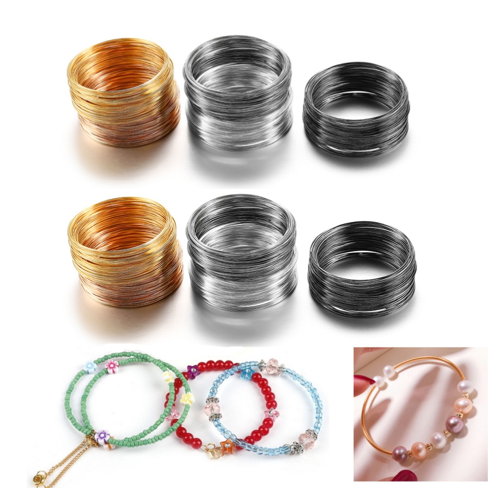 Memory Wire Bracelet - 100 루프/로트 0.6mm 실버 골드 브론즈
