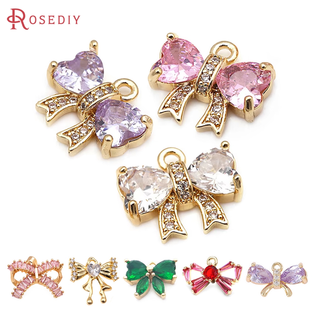 Jewelry Making Knots - 18K 골드 컬러 황동 지르콘 보우