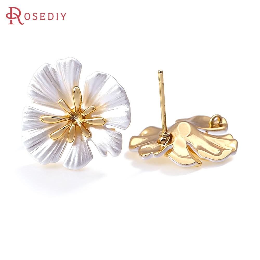 18K 골드 컬러 황동 꽃 귀걸이 핀 귀걸이 고품질 여 - Jewelry Making Gold 리뷰 및 가격