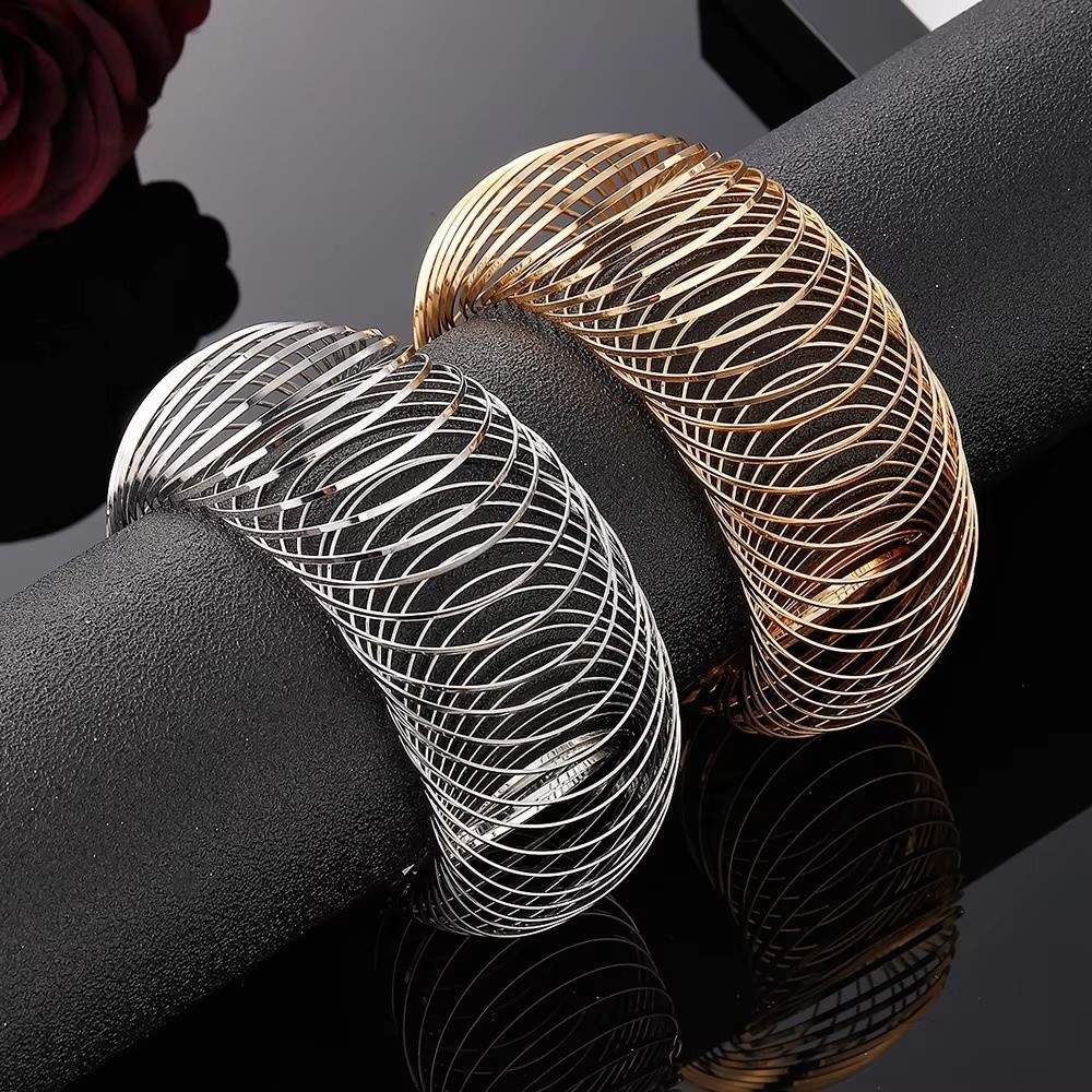 원형 탄성 팔찌 플랫 와이어 기하학적 디자인 금속 팔찌 - Memory Wire Bracelet 리뷰 및 가격