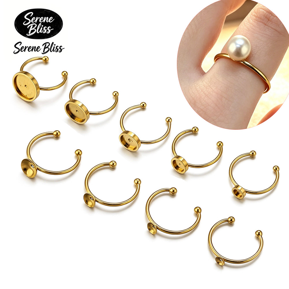 10개 스테인리스 스틸 원형 조절 가능한 오픈 링 세팅 - Jewelry Making Stones 리뷰 및 가격