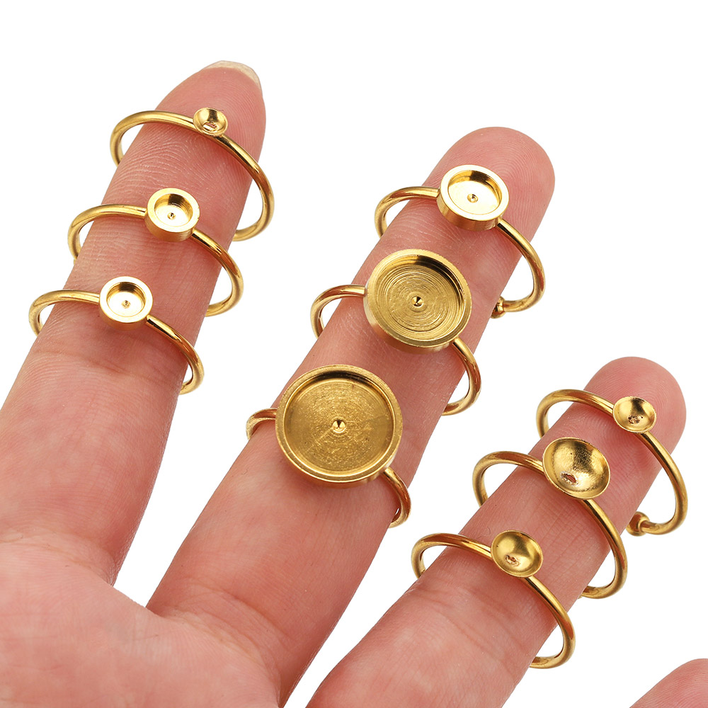 10개 스테인리스 스틸 원형 조절 가능한 오픈 링 세팅 - Jewelry Making Stones 리뷰 및 가격