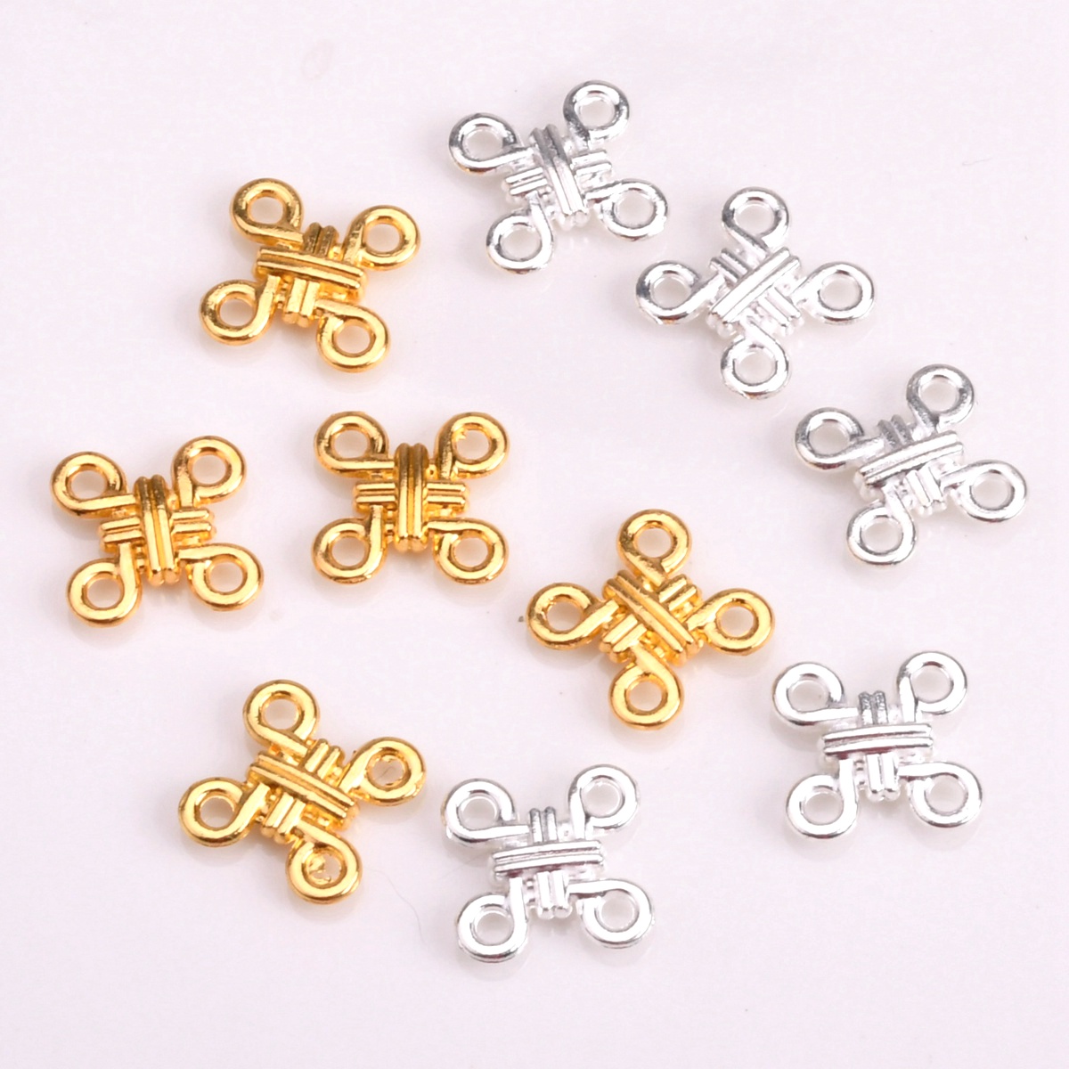 20개 크로스 매듭 모양 12mm 도금 골드/실버 컬러 - Jewelry Making Knots 리뷰 및 가격