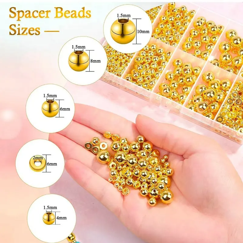 1000개 골든 스페이서 비즈 키트 CCB 볼 라운드  - Jewelry Making Online 리뷰 및 가격