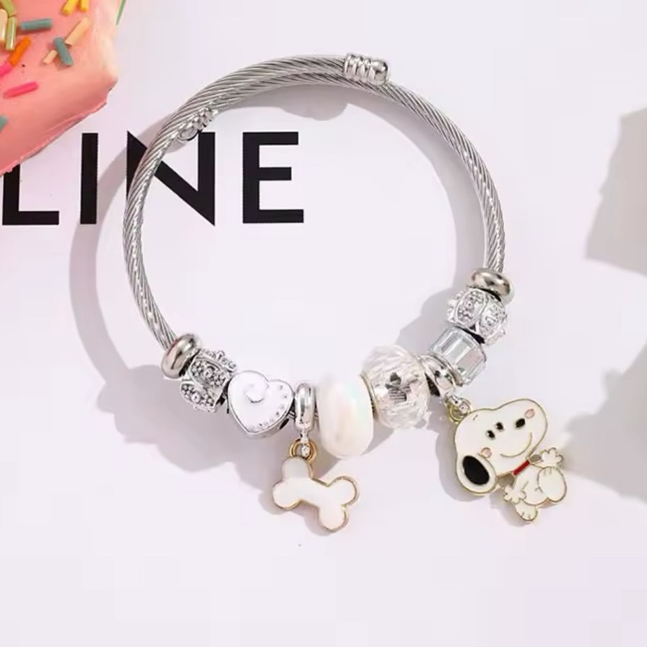 귀여운 만화 스누피 뼈 하트 비즈 팔찌 쥬얼리 만화 애 - Jewelry Making Metals 리뷰 및 가격