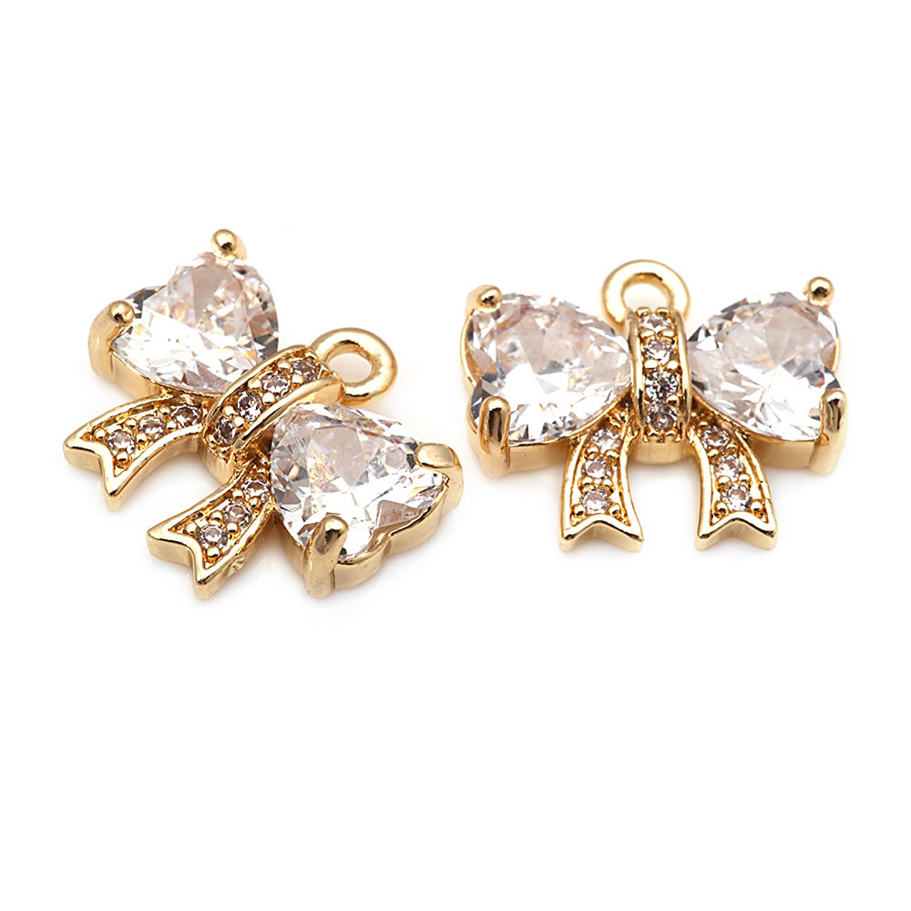 18K 골드 컬러 황동 지르콘 보우 매듭 참 펜던트 목 - Jewelry Making Knots 리뷰 및 가격