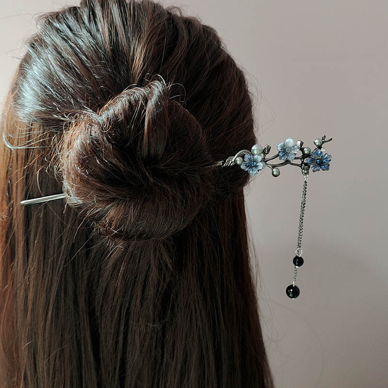 클래식 헤어 스틱 젓가락 잉크 컬러 꽃 금속 프린지 헤 - Jewelry Making Metals 리뷰 및 가격