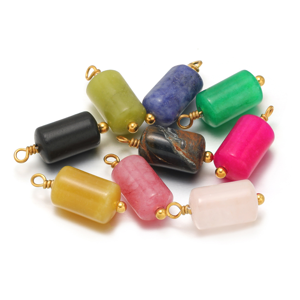 10pcs 스테인레스 스틸 천연 돌 매력 실린더 펜 던 - Jewelry Making Stones 리뷰 및 가격