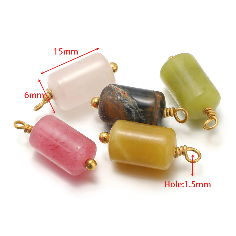 10pcs 스테인레스 스틸 천연 돌 매력 실린더 펜 던 - Jewelry Making Stones 리뷰 및 가격
