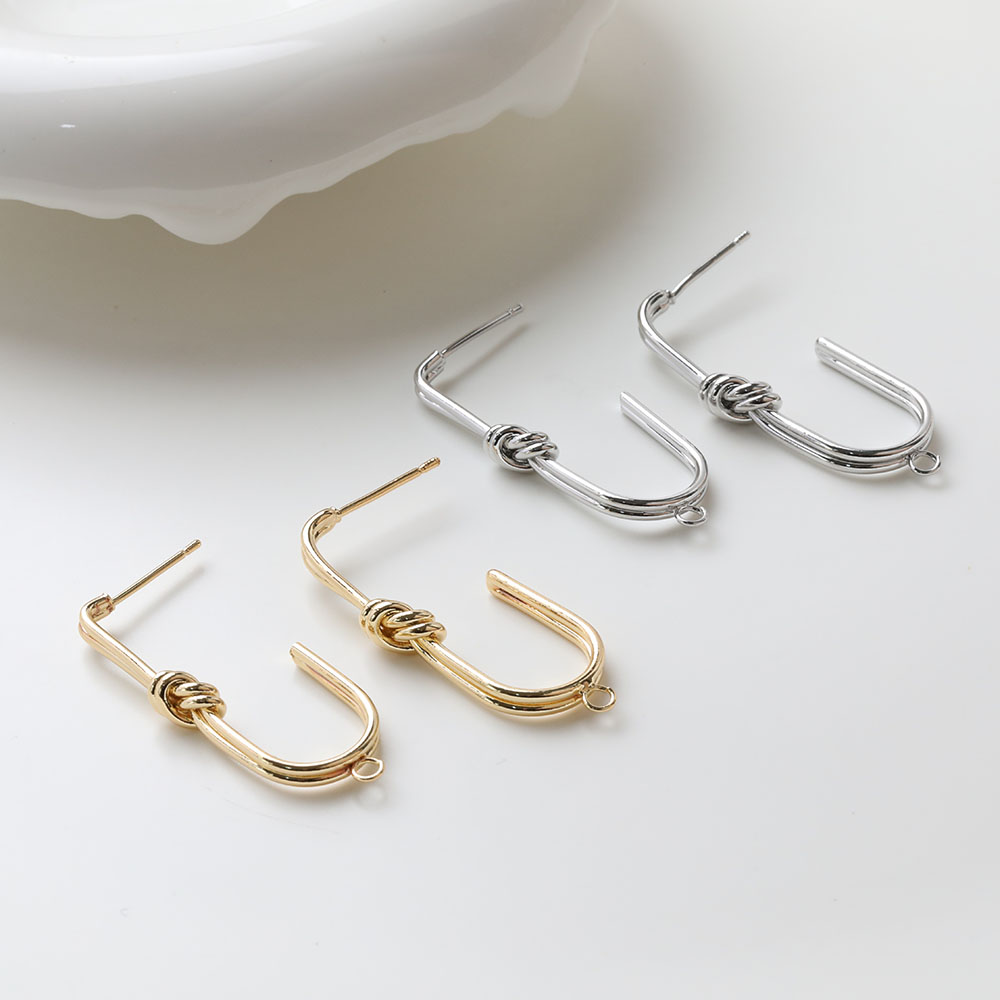 2PCS 우아한 U 자형 매듭 귀 스터드 귀걸이 쥬얼리 - Jewelry Making Knots 리뷰 및 가격