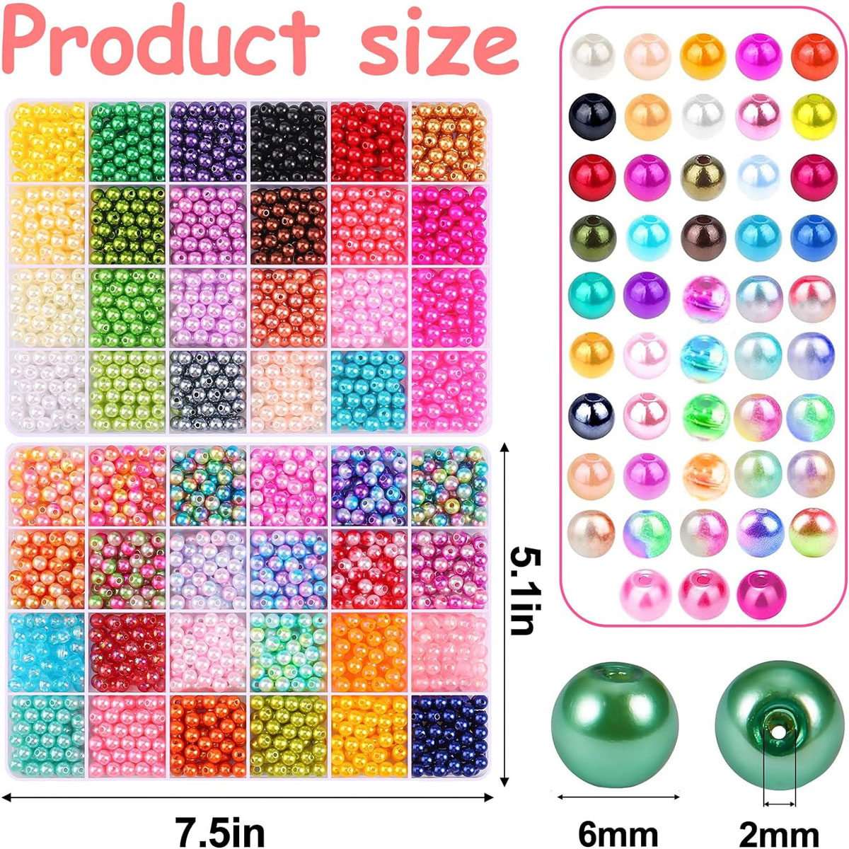 2400PCS 48 구획 진주 보석 48 색상 6 mm - Jewelry Making Online 리뷰 및 가격