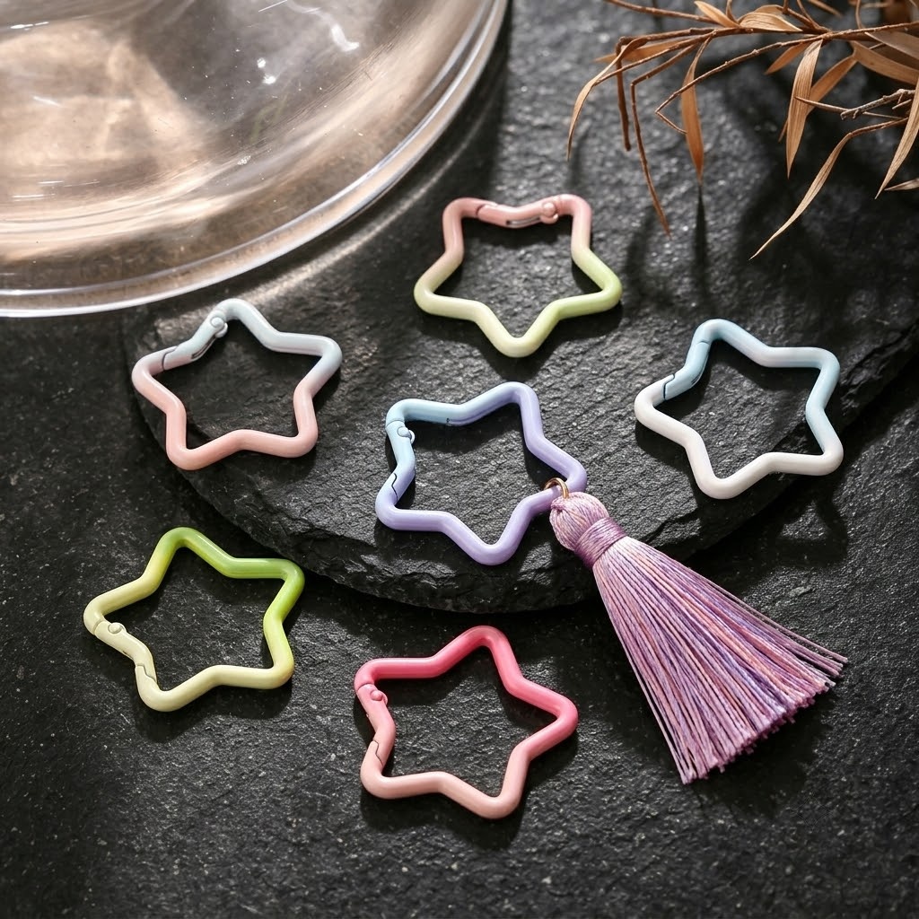 5PCS 그라디언트 별 모양 스프링 링 걸쇠 다채로운  - Jewelry Making Equipment 리뷰 및 가격
